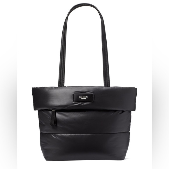 NEW Kate Spade Black Small Puffer Tote Bag - Picture 1 of 4